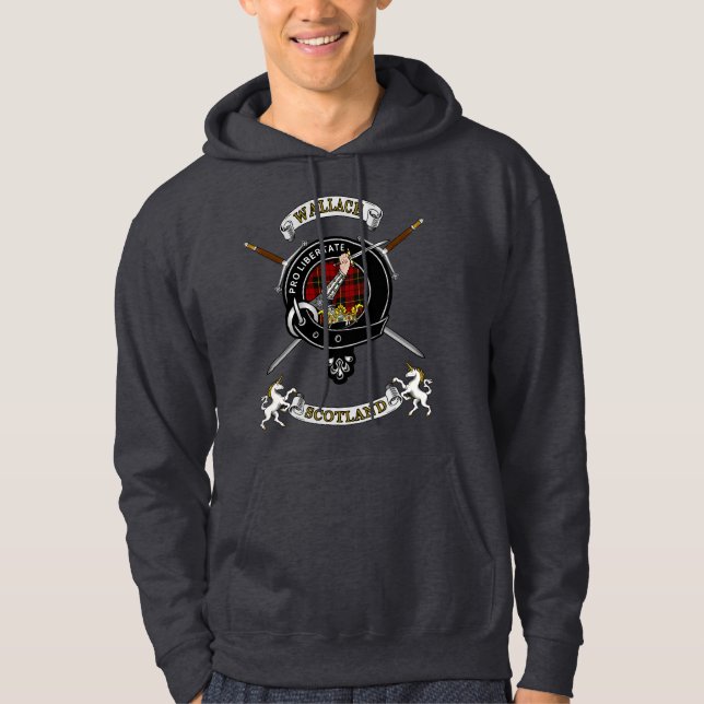 Sudadera Wallace Clan Badge Tartan & Swords Hoodie (Anverso)