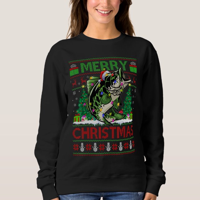 Sudadera Walleye Fish   Xmas Tree Ugly Santa Walleye Christ (Anverso)
