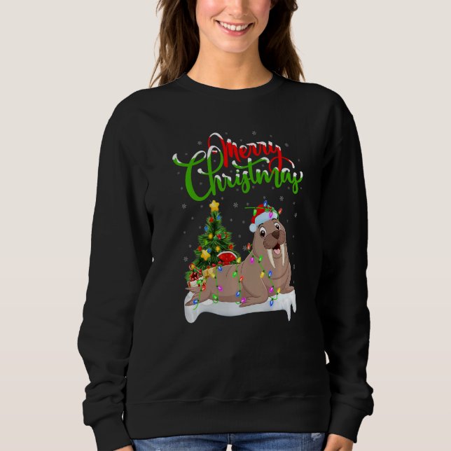 Sudadera Walrus  Xmas Decorations Santa Walrus Christmas (Anverso)