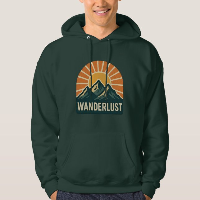 Sudadera Wanderlust Retro Blue Mountain Sunrise Outdoor Sun (Anverso)