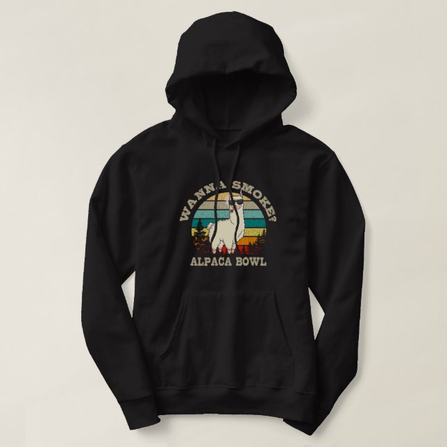 Sudadera Wanna Smoke Alpaca Bowl Llama Weed Pot Retro Vinta (Diseño del anverso)