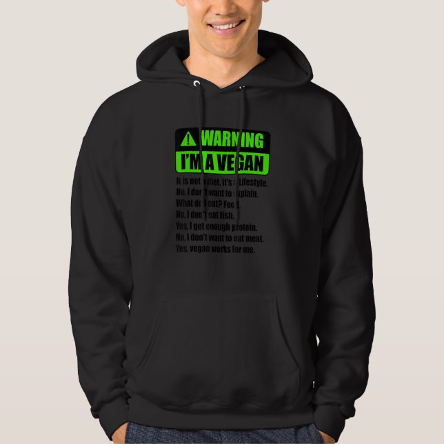 Sudadera Warning I'm A Vegan It's A Lifestyle Funny Vegan V (Anverso)