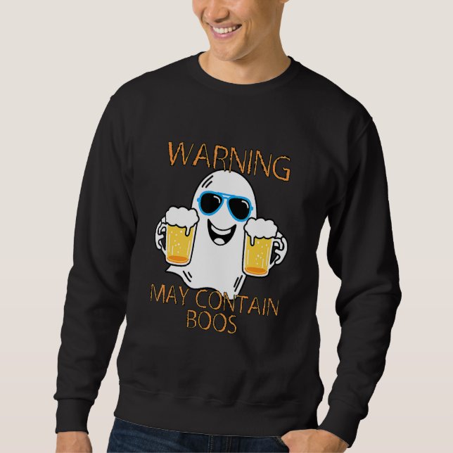 Sudadera Warning May Contain Boos Mens Halloween (Anverso)