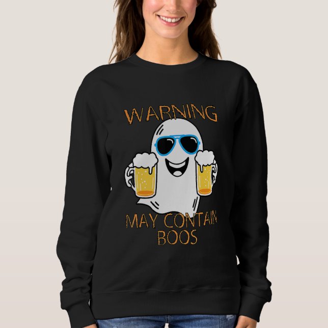Sudadera Warning May Contain Boos Mens Halloween (Anverso)