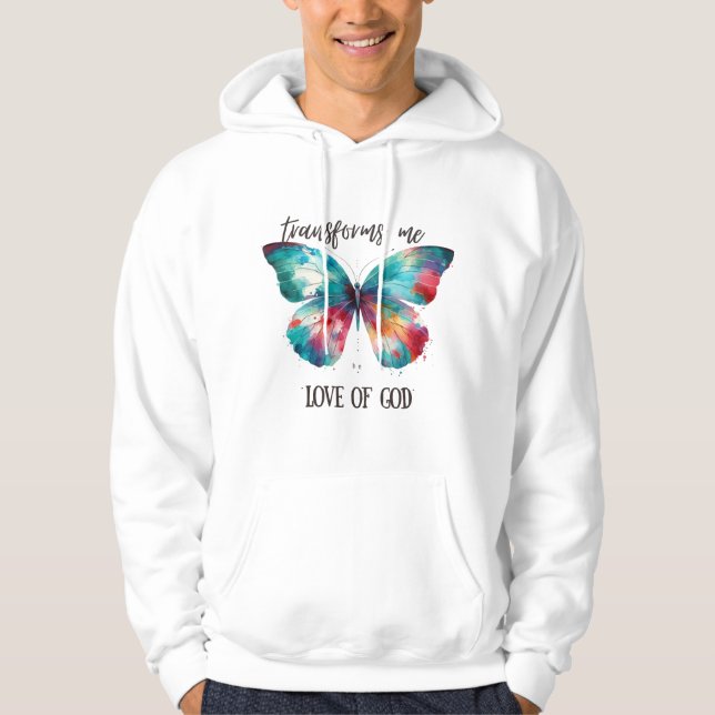 Sudadera Watercolor butterfly with Christian quote: "God's  (Anverso)