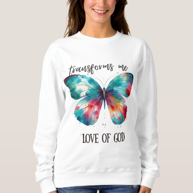 Sudadera Watercolor butterfly with Christian quote: "God's  (Anverso)