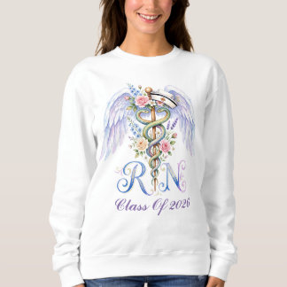 Sudadera Watercolor Floral Graduati Nurse Wings Custom Name