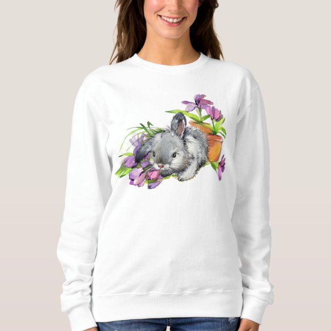 Sudadera Watercolor Floral Semana Santa Conejo conejo conej (Anverso)