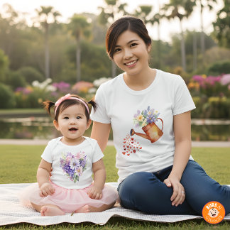 Sudadera Watercolor Floral Watering Can Matching Mommy