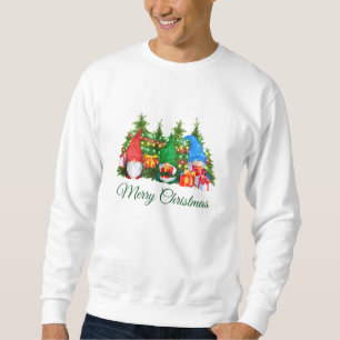Sudadera Watercolor Gnomes Feliz Navidad Verde