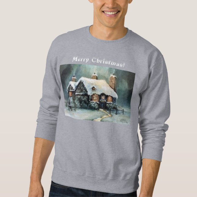 Sudadera Watercolor Laughing Santa Claus Rudolf Smiling (Anverso)