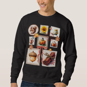 Sudadera Watercolor Otumn Postage Stamps Fall Vibes