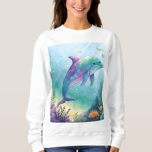 Sudadera Watercolor painted dolphin (Anverso)