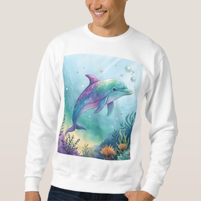 Sudadera Watercolor painted dolphin (Anverso)