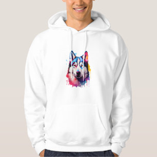 Sudadera Watercolor Siberian Husky arte colorido