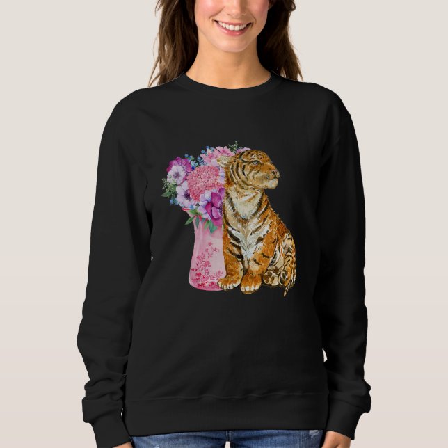 Sudadera Watercolor Tiger With Flowers Mammals for Animal (Anverso)