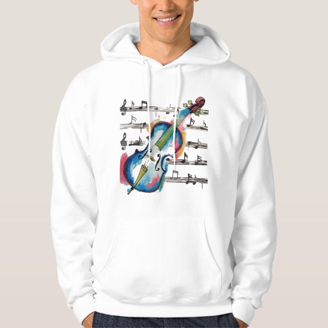 Sudadera Watercolor Violin Men's Basic Hoodie (Anverso)