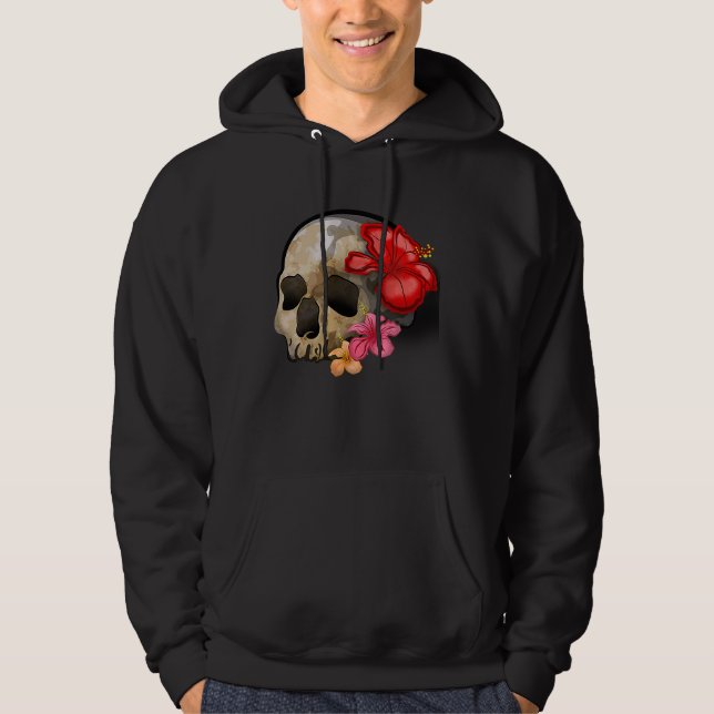 Sudadera Watercolour hippie gothic skull hibiscus floral Ha (Anverso)