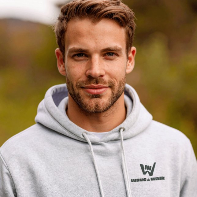 Sudadera Wave and Walk Black Logo Essential Hoodie (This hoodie is designed for comfort and simplicity, featuring subtle Wave and Walk branding.)
