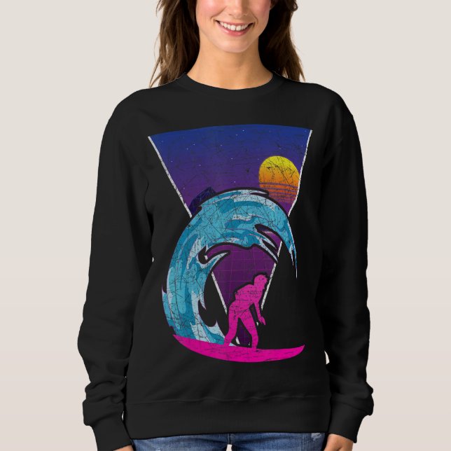 Sudadera Waves acuáticas Ocean Surfing Vaporwave Sunset Su (Anverso)