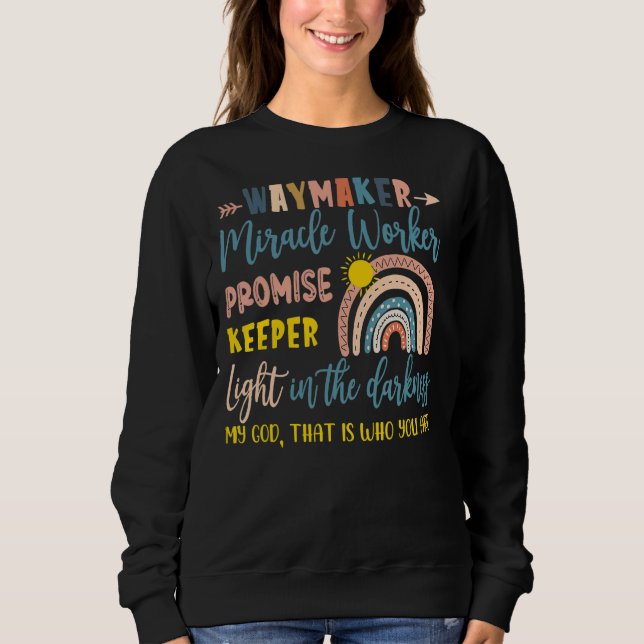 Sudadera Waymaker Miracle Worker Rainbow Boho Christian Rel (Anverso)