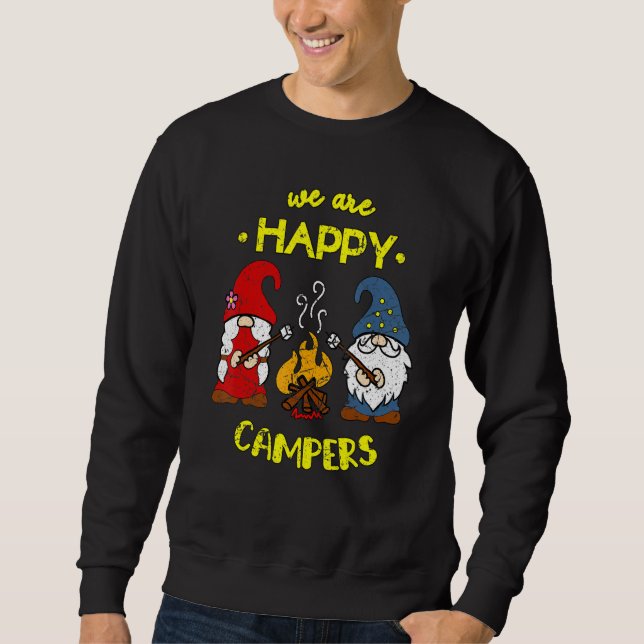 Sudadera We Are Happy Campers Gnomes Gnome Campfire Couple (Anverso)