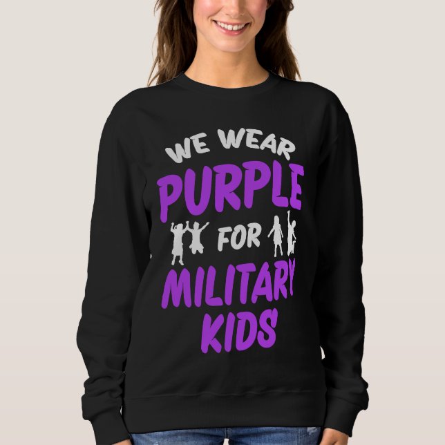 Sudadera We Wear Purple For Military Kids (Anverso)
