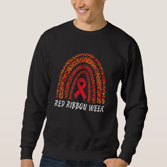 Sudadera We Wear Red For Red Ribbon Week Awareness Rainbow  (Anverso)