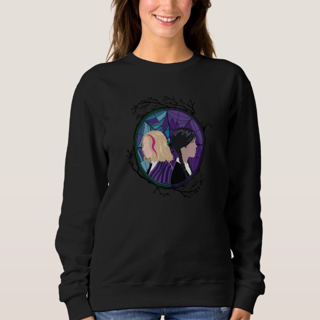 Sudadera Wednesday Enid Stained Glass Spider Web Silhouette (Anverso)
