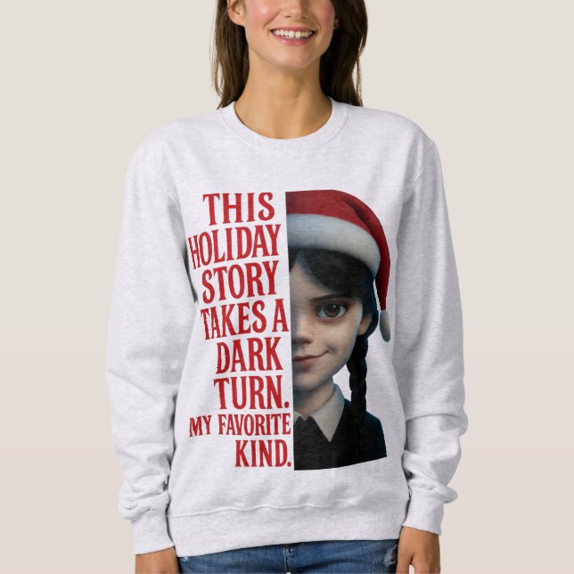 Sudadera Wednesday “This Holiday Story Takes a Dark Turn”  (Anverso)