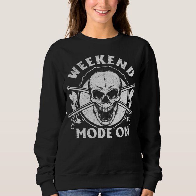 Sudadera Weekend Mode On Drummer Cool Drum Player Drumming  (Anverso)