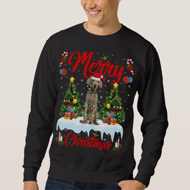 Sudadera Weimaraner Dog Lights Xmas Tree Santa Weimaraner C (Anverso)