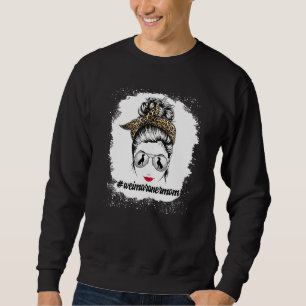 Sudadera Weimaraner Dog Mom Bleached Messy Bun Leopard Wome