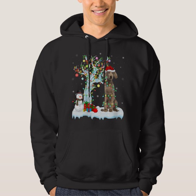 Sudadera Weimaraner Dog Xmas Tree Lighting Santa Weimaraner (Anverso)