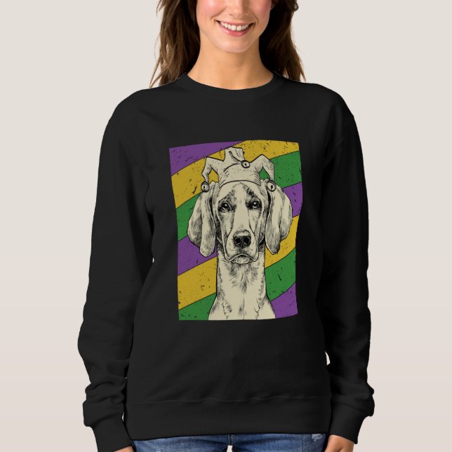 Sudadera Weimaraner Jester Mardi Gras Dog Mom or Dad (Anverso)