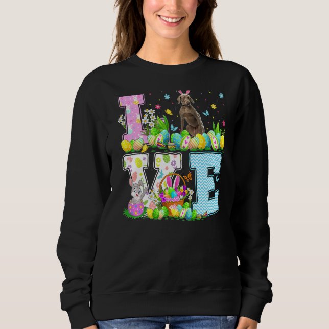 Sudadera Weimaraner Perro Semana Santa Caza de Huevo Ama We (Anverso)