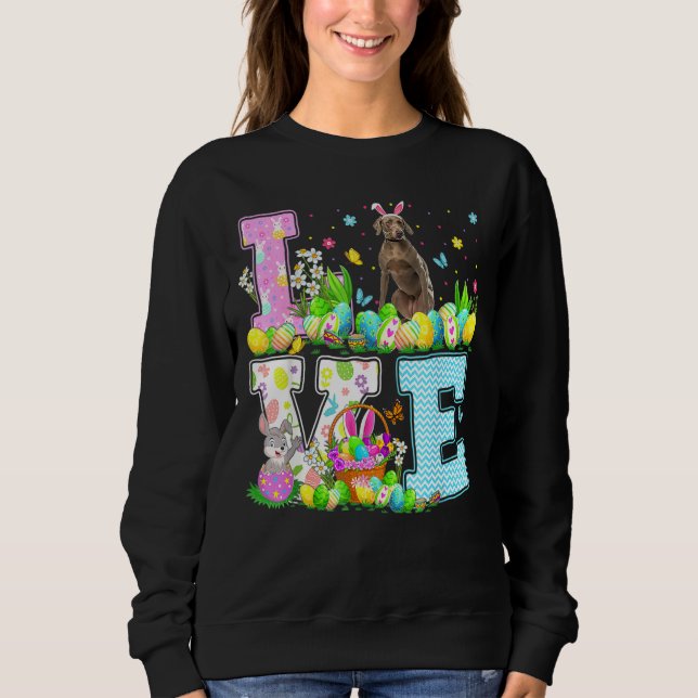 Sudadera Weimaraner Perro Semana Santa Caza de Huevo Ama We (Anverso)