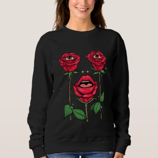 Sudadera Weirdcore Aesthetic Peeping Red Roses Flower Flora