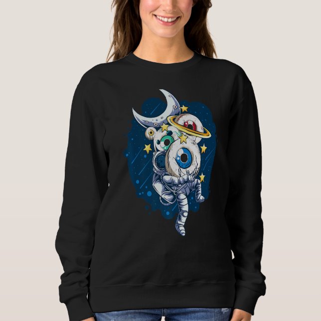 Sudadera Weirdcore Astronauta Espacial Estético Eyeball Pla (Anverso)