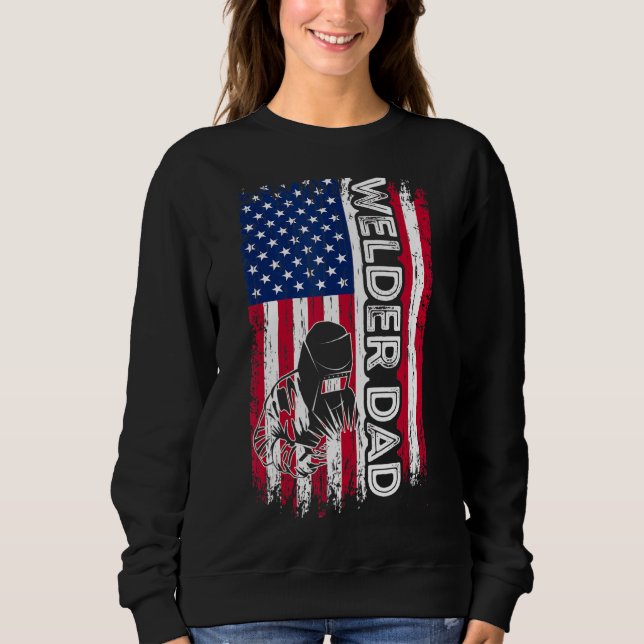 Sudadera Welder Dad Bandera Americana Soldando el Da de Pap (Anverso)