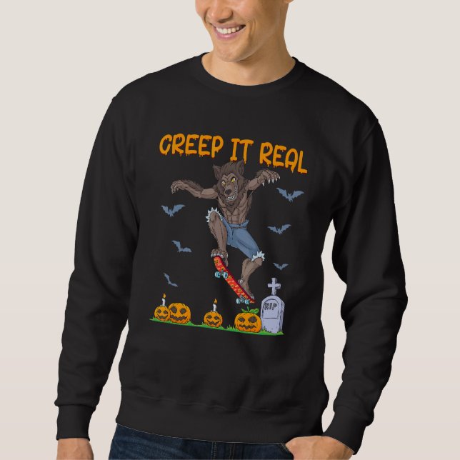 Sudadera Werewolf Skater Halloween Skateboarding Creep It R (Anverso)