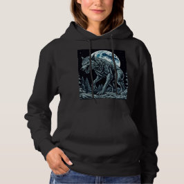 Sudadera Werewolf ventilado gruñendo en una noche de luna l