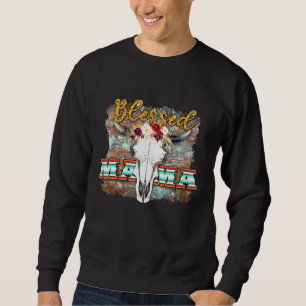 Sudadera Westen Boho Cow Bull Skull Bendeció a Mama Cowgirl