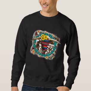 Sudadera Westen Boho Turquoise Cow Bull Skull Cowgirl Rodeo