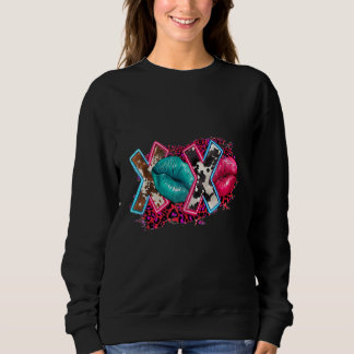 Sudadera Western Xoxo Lip Cowhide Leopard Valentine's Day