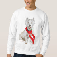 Westie de invierno con bufanda roja