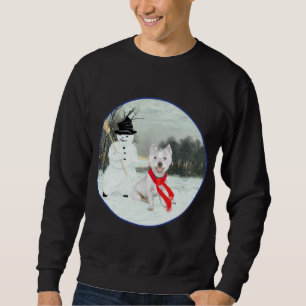 Sudadera Westie de invierno con un muñeco de nieve