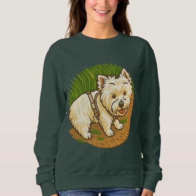 Sudadera Westie feliz en el sendero natural (Anverso)