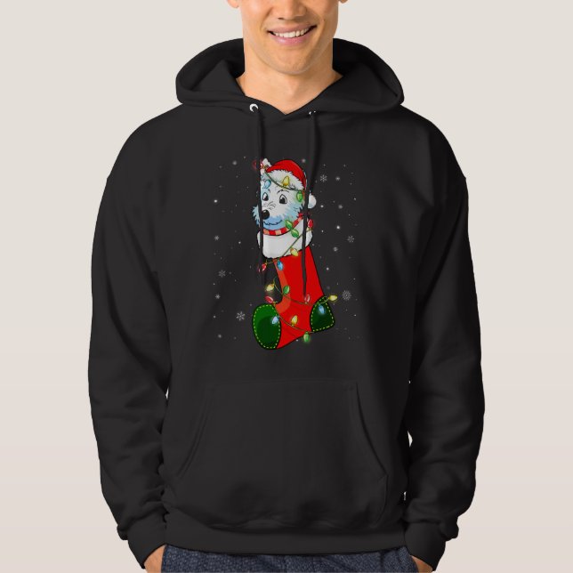Sudadera Westie Santa Hat Westie Christmas Lights (Anverso)