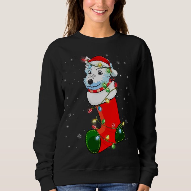 Sudadera Westie Santa Hat Westie Christmas Lights (Anverso)